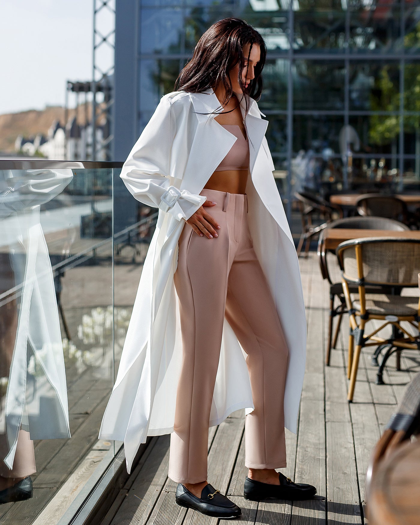 White BELTED TRENCH COAT (ARTICLE 202)
