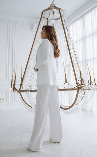 White BELTED DOUBLE BREASTED SUIT 2-PIECE (ARTICLE C273)