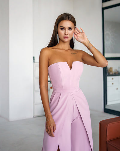 Dusty Pink STRAPLESS V-NECK JUMPSUIT (ARTICLE 323)