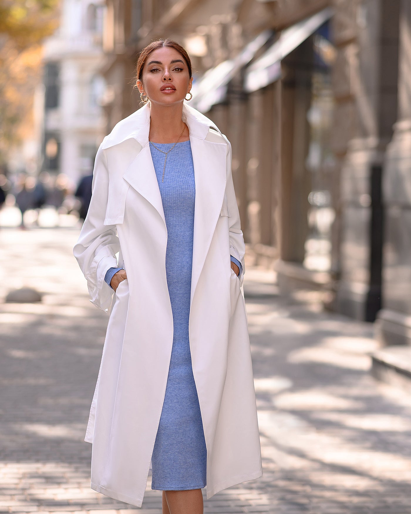 White BELTED TRENCH COAT (ARTICLE 202)