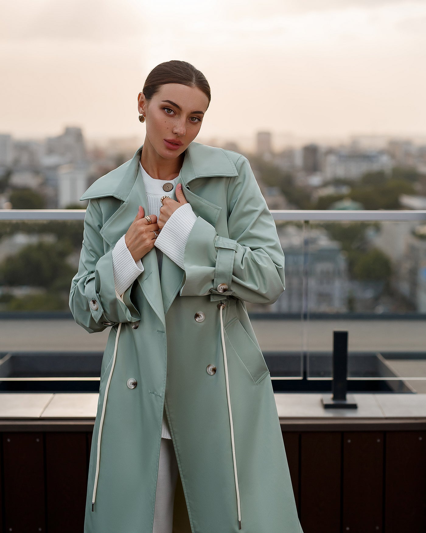 Olive LINED DOUBLE-BREASTED TRENCH COAT (ARTICLE 1000)