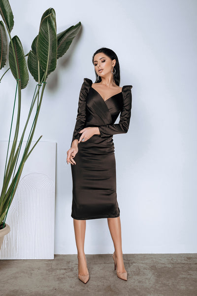 Black LONG SLEEVE MIDI DRESS (ARTICLE C268)