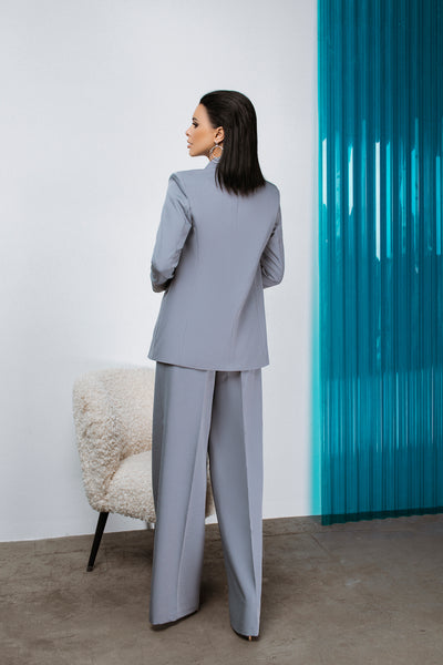 Grey SINGLE-BREASTED WIDE-LEG SUIT 2-PIECE (ARTICLE C347)