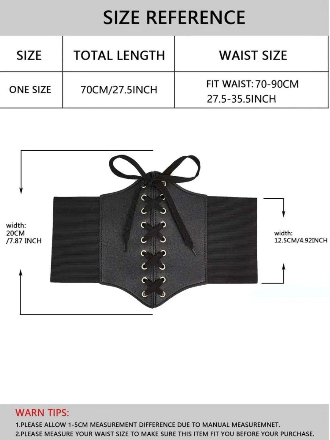 Black lace-up corset belt