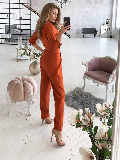 Terracotta Formal One-Button Jumpsuit (article 037)