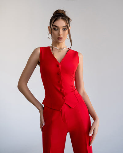 Red Regular-Fit 3-Piece Suit (article 402)