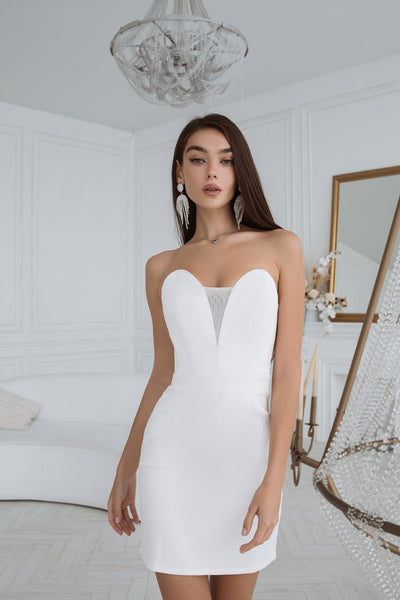White Sweetheart Corseted Mini Dress (article C352)