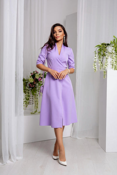 Lavender Wrap Short Sleeve Midi Dress (article 105)