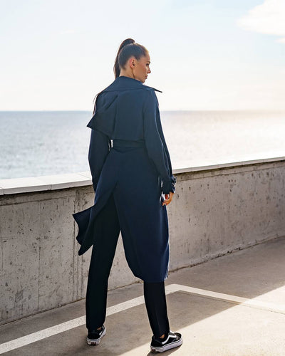 Navy BELTED TRENCH COAT (ARTICLE 202)