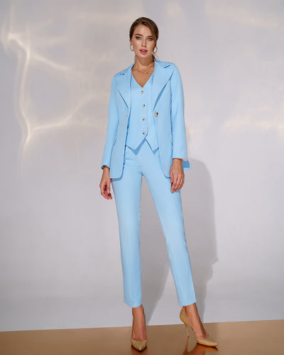 Sky-Blue Office Regular-Fit 3-Piece Suit (article 033)